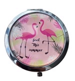 Taskespejl; Pink flamingo - sødt lille makeup spejl til tasken søde flamingoer 